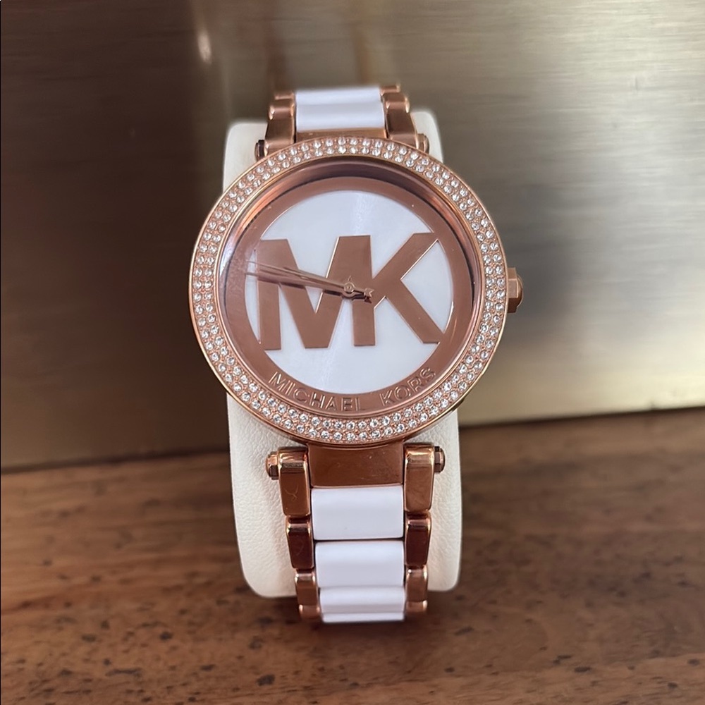 Michael Kors Rose Gold and White Watch